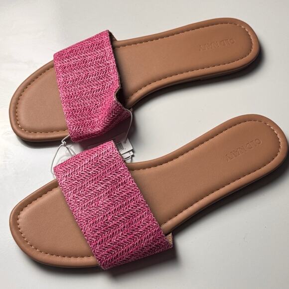 Old Navy Women's Low Heel Slide Sandals Rafia Crafted Polarized Pink Sz 9 NWT - Picture 6 of 7